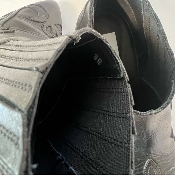 Golden Goose Leather Western Booties Black Ankle Boots Sz 39 US 9 - Picture 11 of 12